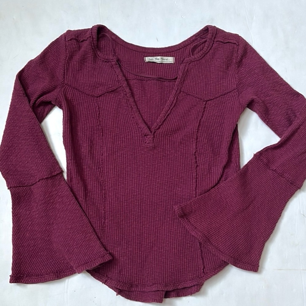 Free People Give Me A Little Bell Sleeve Rib Top - Picture 4 of 14